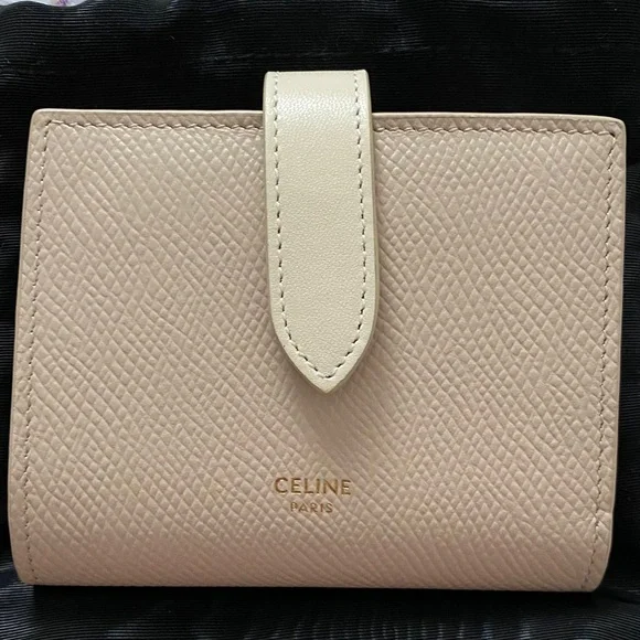 Celine Bags Celine Small Strap Wallet In Bicolour Grained